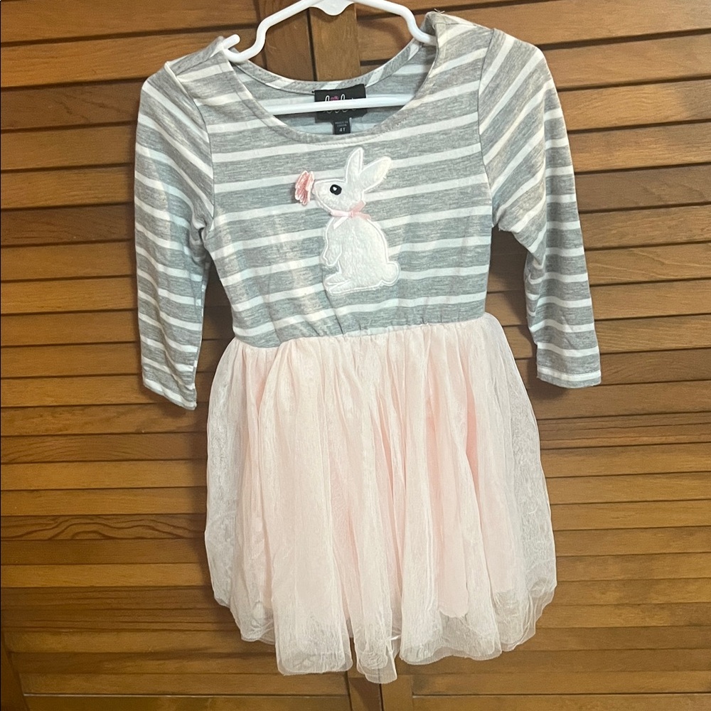 Lilt Gray and Pink Bunny Dress for Kids Size 4T